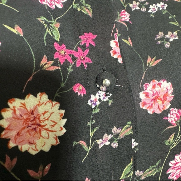 Elie Tahari Womens Size Small Black Floral Blouse Button Front Top Office Work - Picture 7 of 13